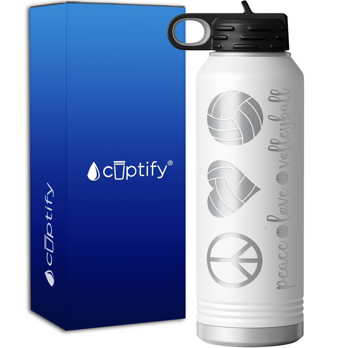 Peace Love Volleyball 40oz Sport Water Bottle