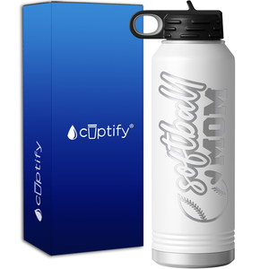 Softball Heart Mom 40oz Sport Water Bottle