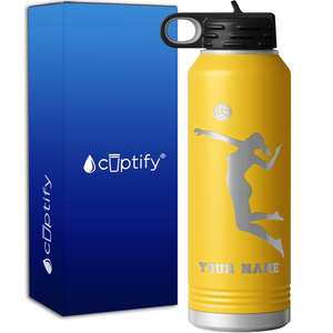 Personalized Jumping Volleyball Girl 40oz Sport Water Bottle