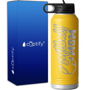 Softball Heart Mom 40oz Sport Water Bottle