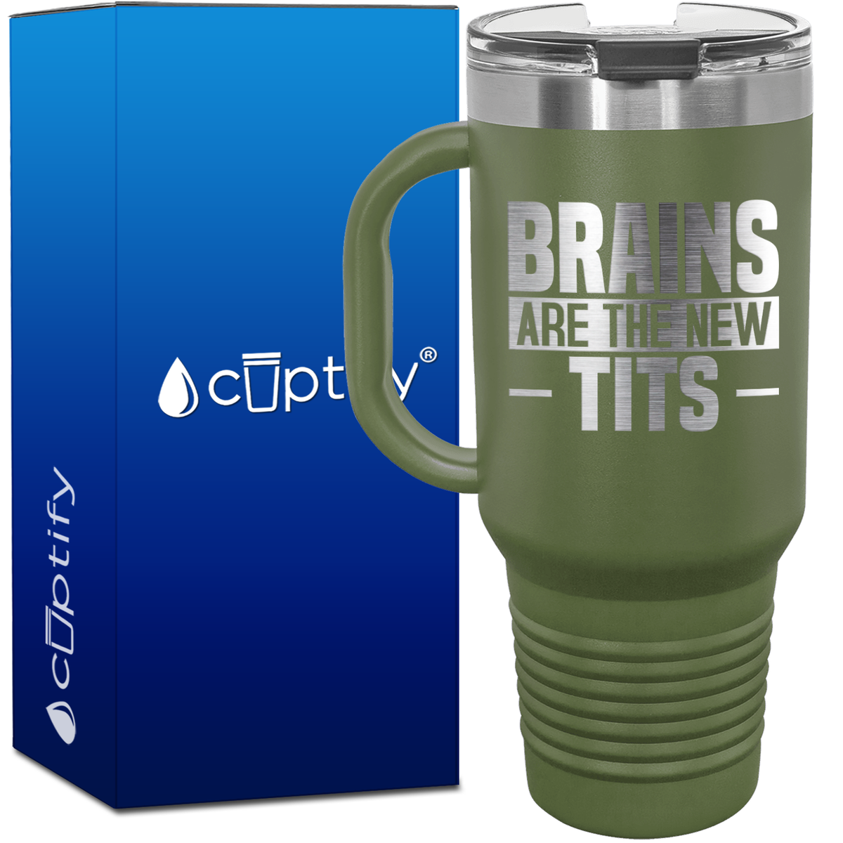 Brains are the New Tits 40oz Funny Travel Mug