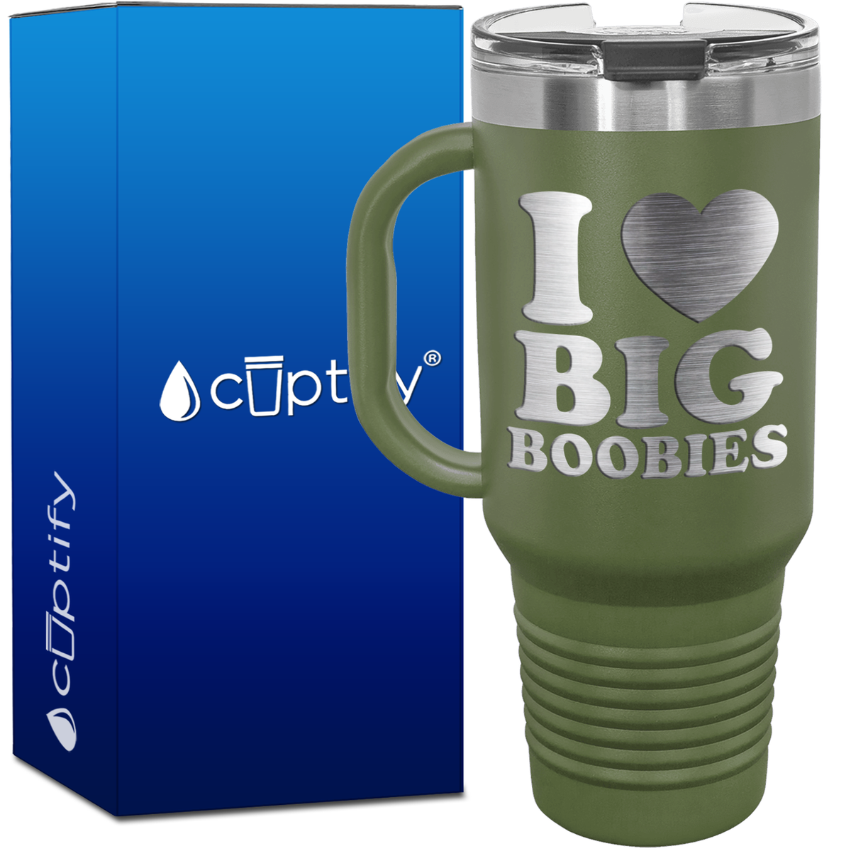I Heart Big Boobies 40oz Funny Travel Mug