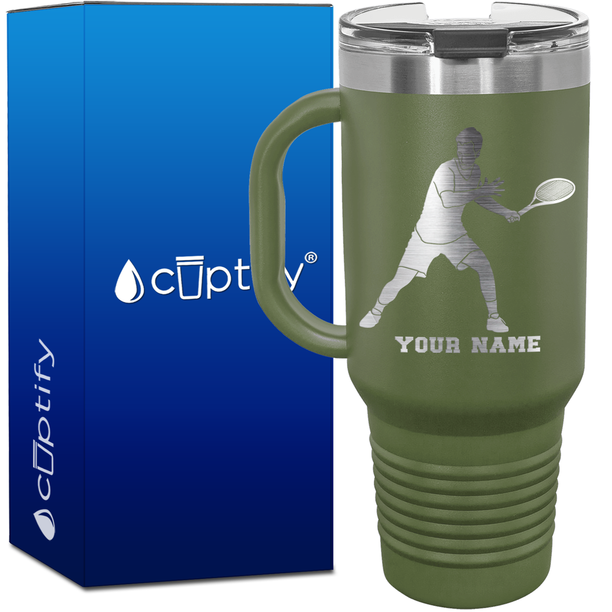 Personalized Male Tennis Player 40oz Travel Mug