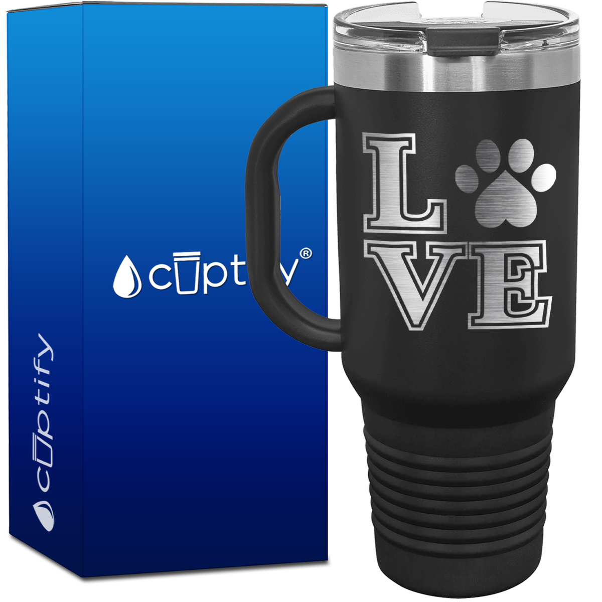 Love Dogs Paw Print 40oz Travel Mug