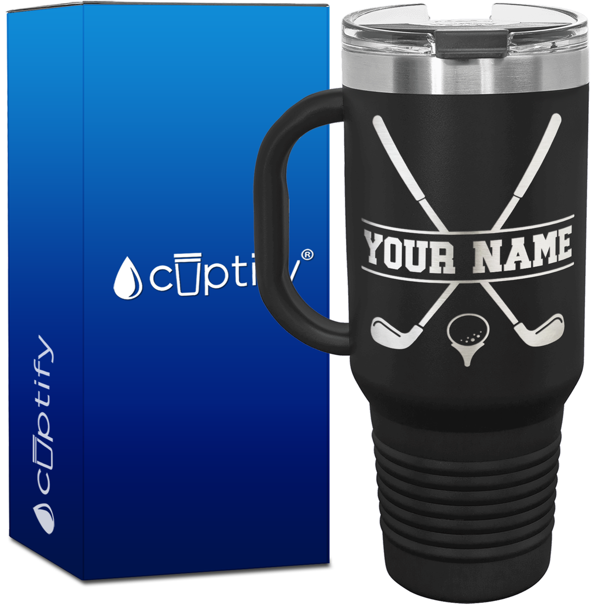 Personalized Golf Clubs and Ball 40oz Golf Travel Mug