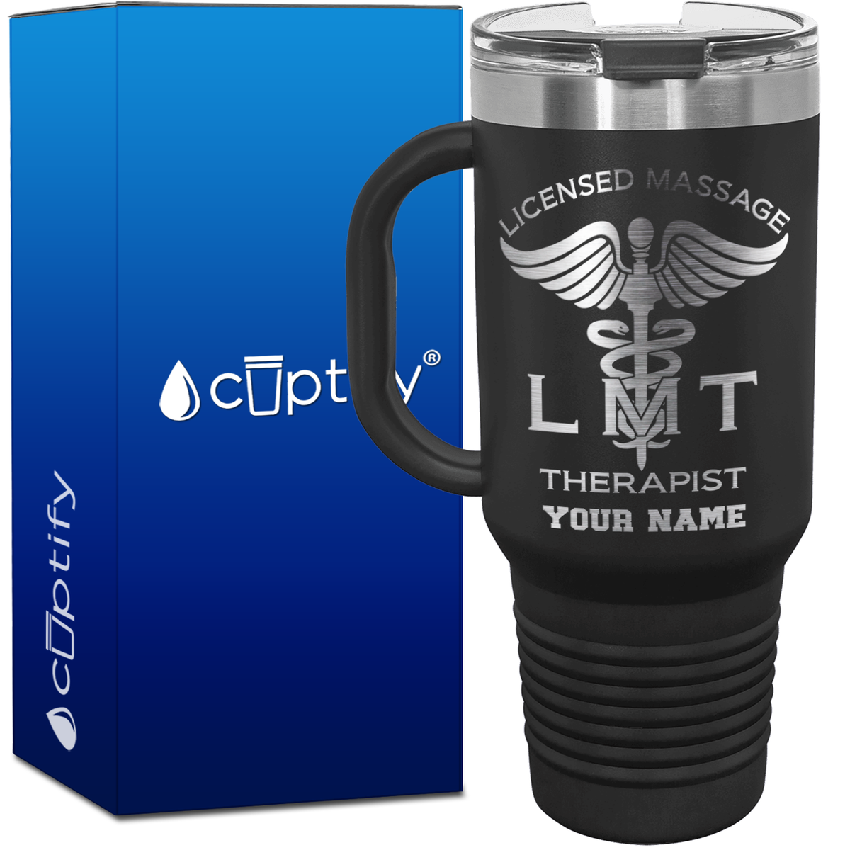 Personalized LMT Licensed Massage Therapist 40oz Medical Travel Mug