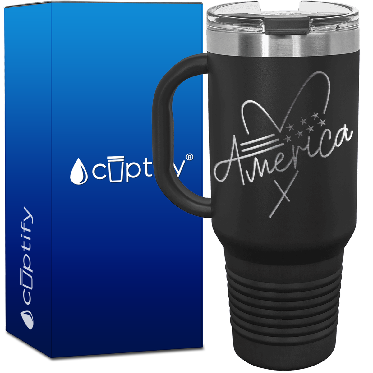 America Heart 40oz 4th of July Travel Mug