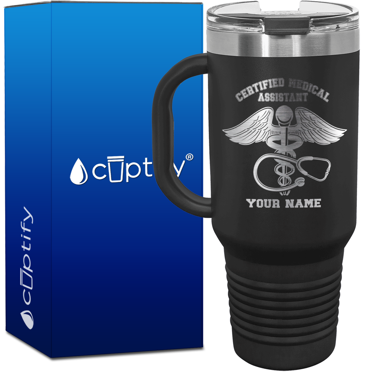 Personalized Certified Medical Assistant Caduceus 40oz CMA Travel Mug