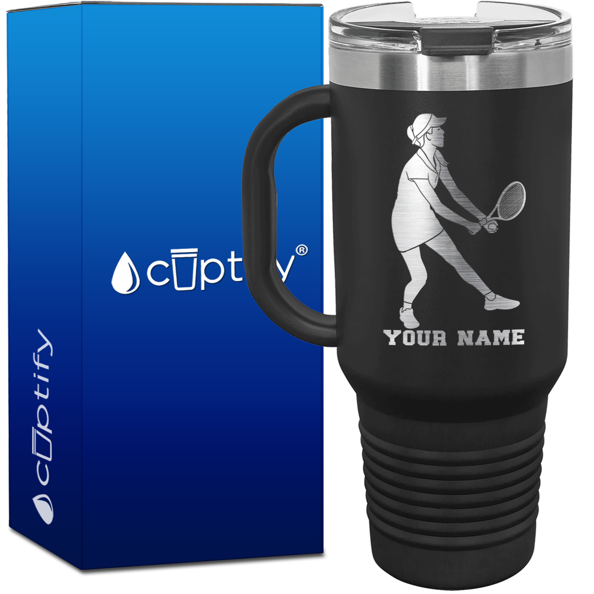 Personalized Female Tennis Player 40oz Travel Mug