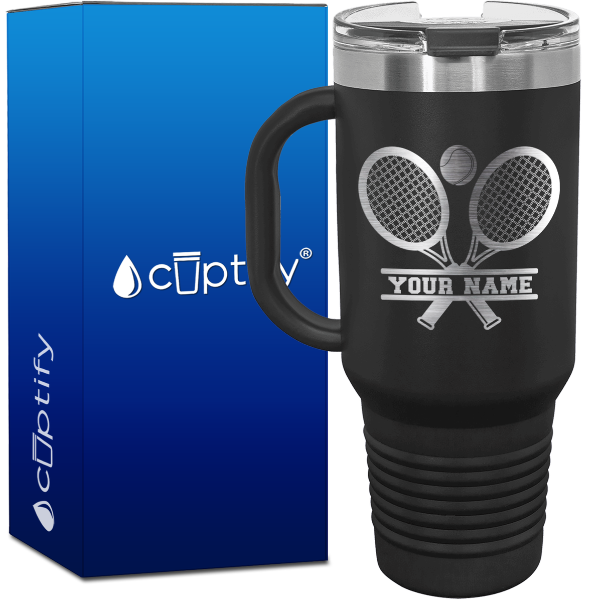Personalized Tennis Rackets 40oz Travel Mug