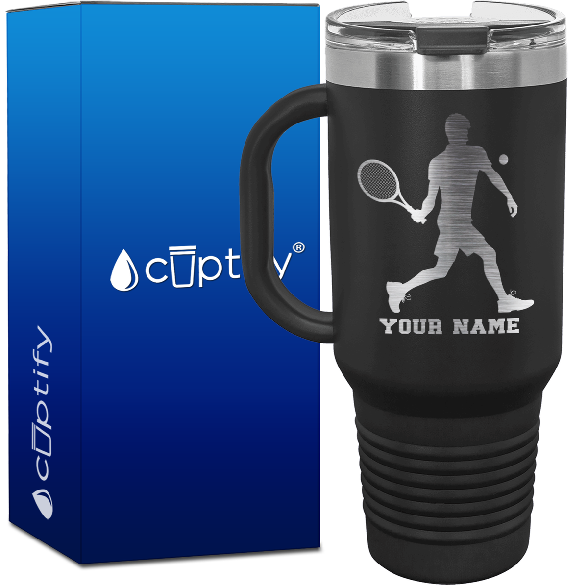 Personalized Tennis Player Silhouette 40oz Travel Mug