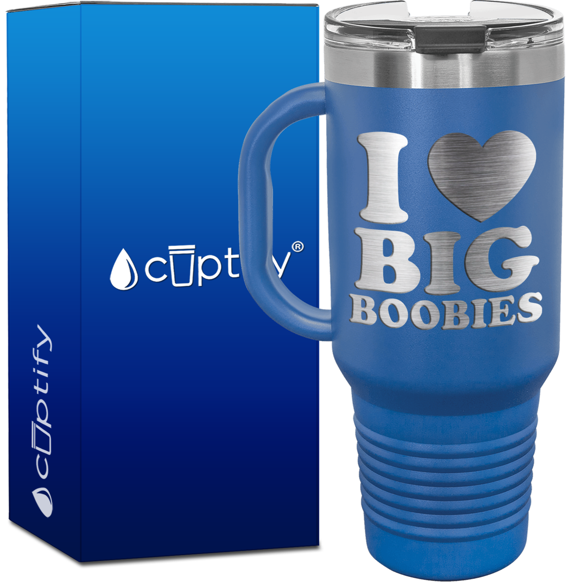 I Heart Big Boobies 40oz Funny Travel Mug