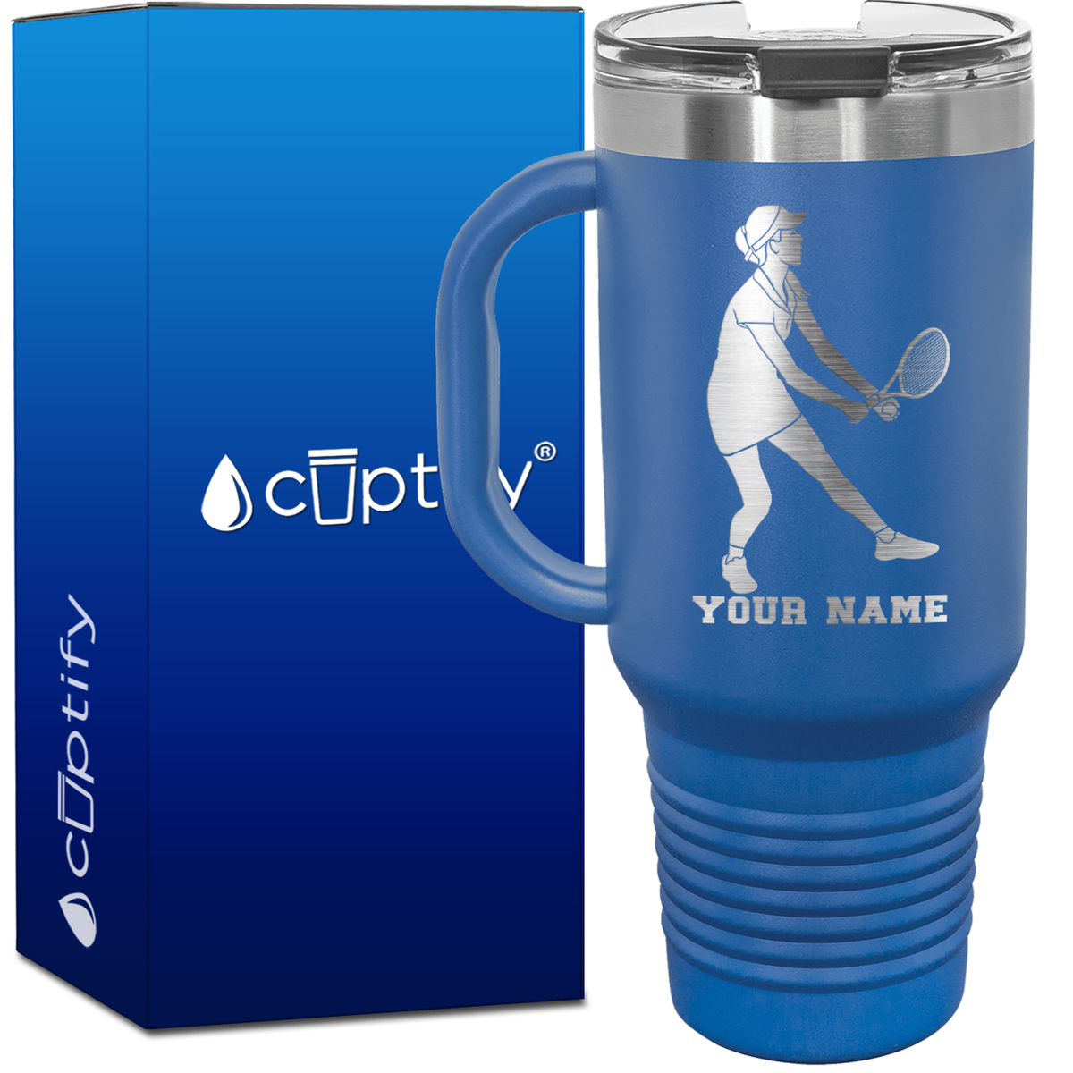 Personalized Female Tennis Player 40oz Travel Mug