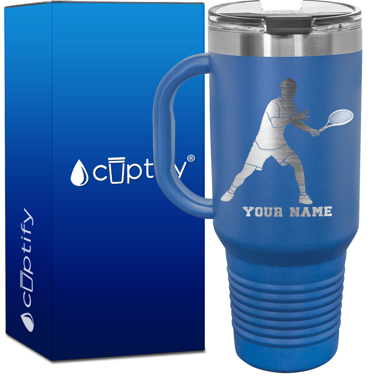 Personalized Male Tennis Player 40oz Travel Mug