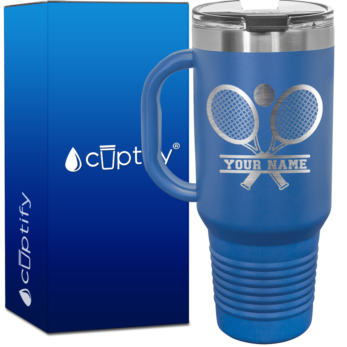Personalized Tennis Rackets 40oz Travel Mug