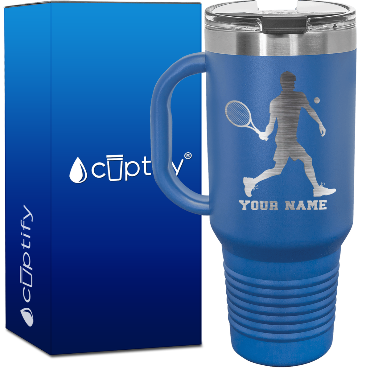 Personalized Tennis Player Silhouette 40oz Travel Mug
