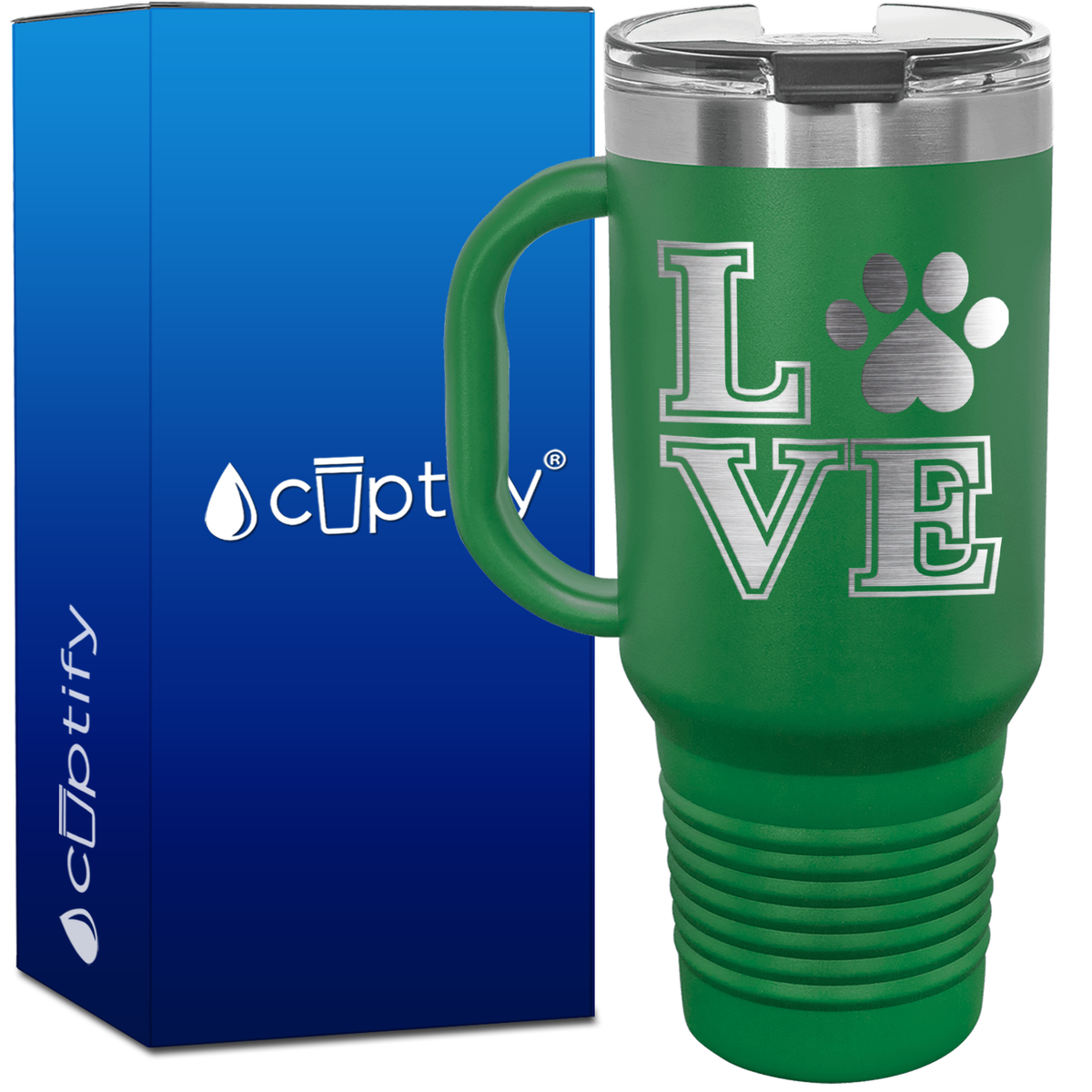 Love Dogs Paw Print 40oz Travel Mug