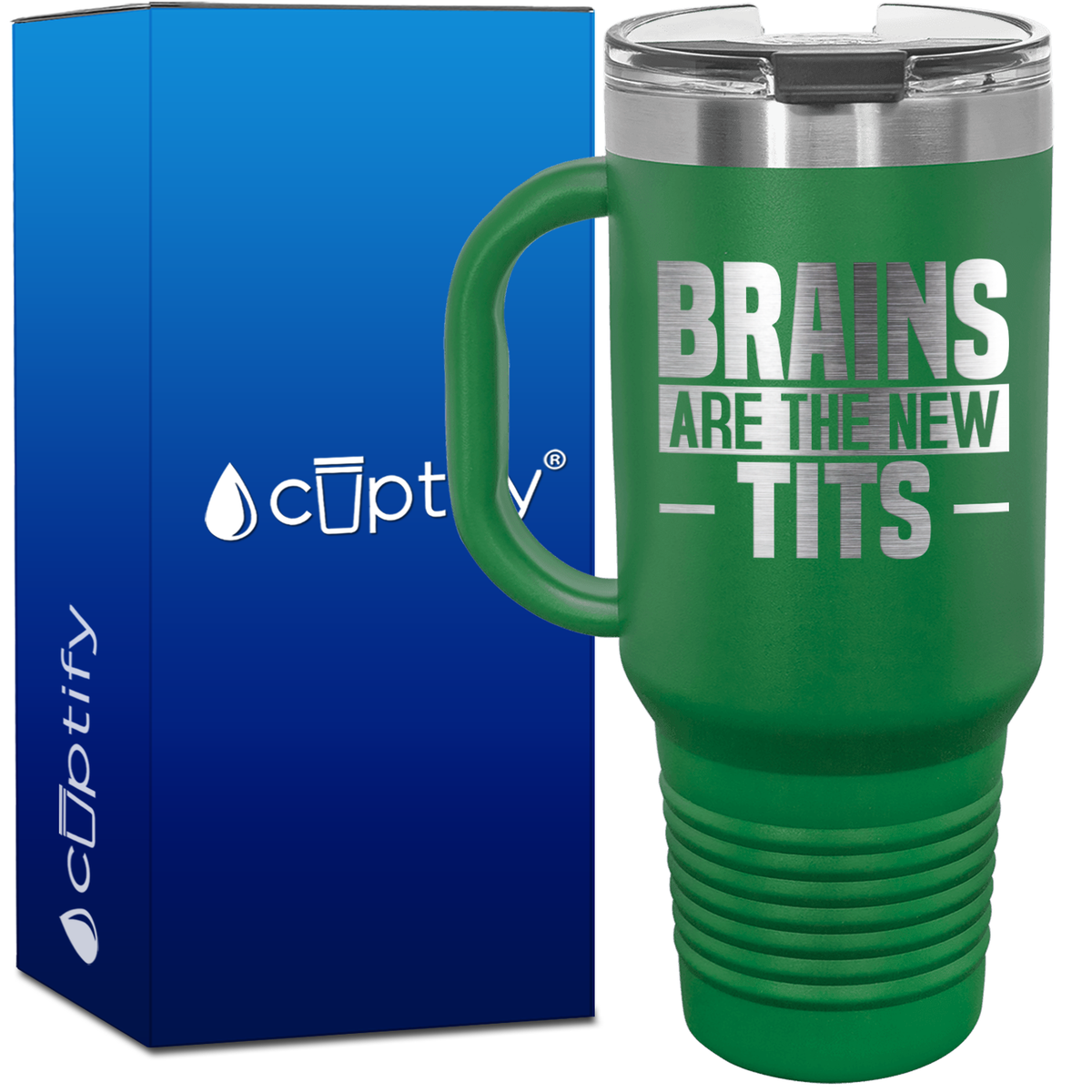 Brains are the New Tits 40oz Funny Travel Mug