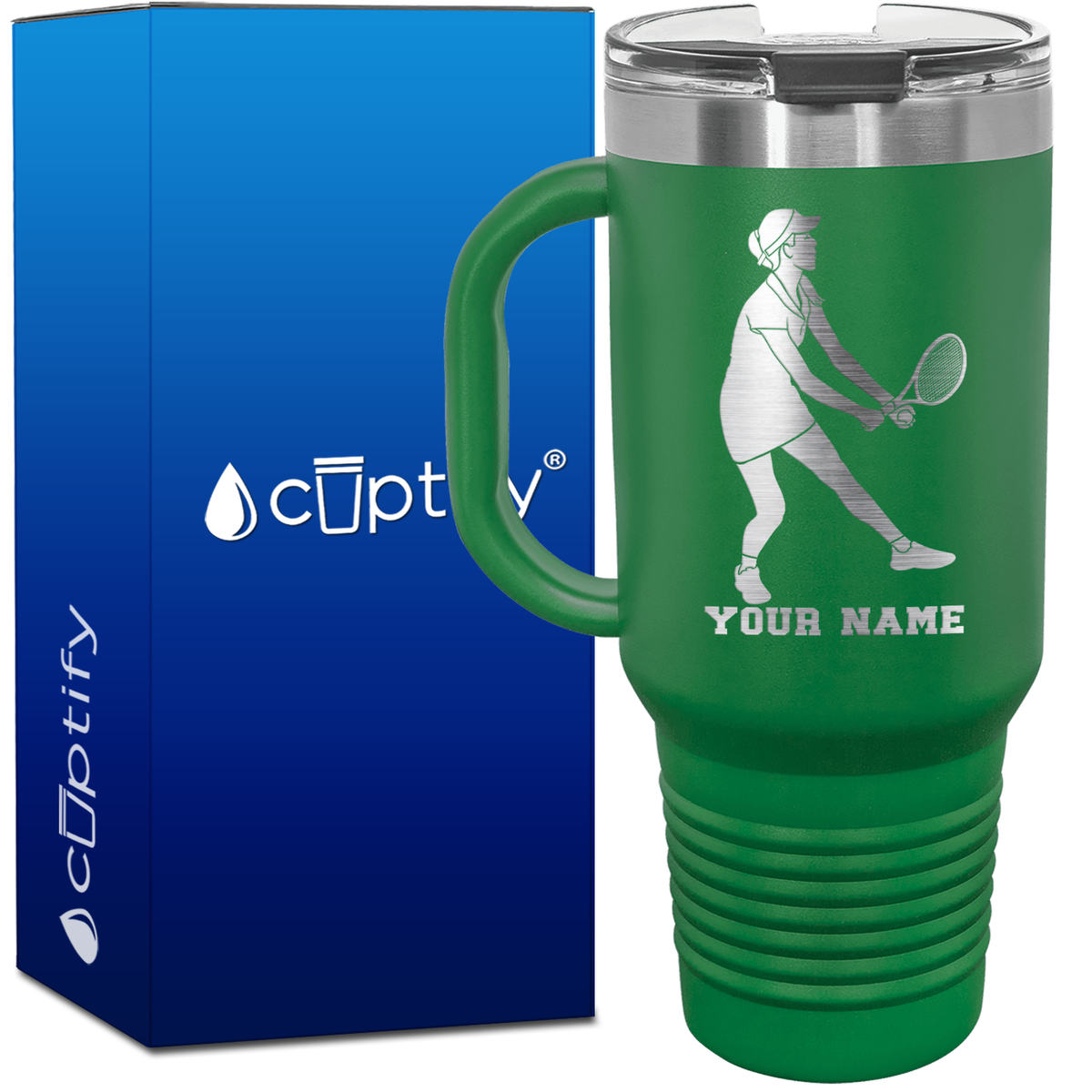 Personalized Female Tennis Player 40oz Travel Mug