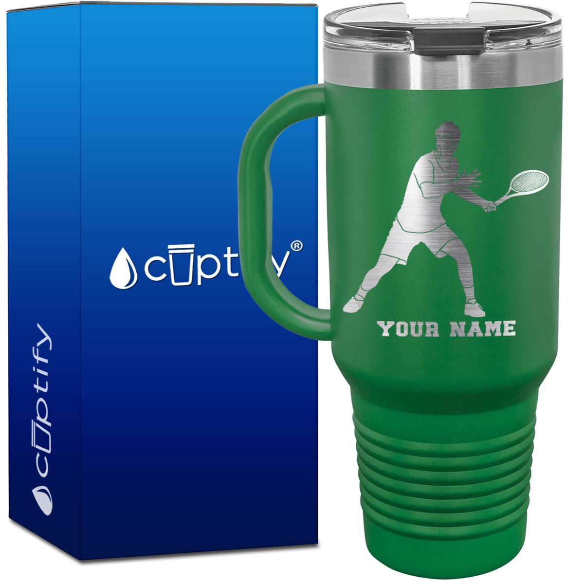 Personalized Male Tennis Player 40oz Travel Mug