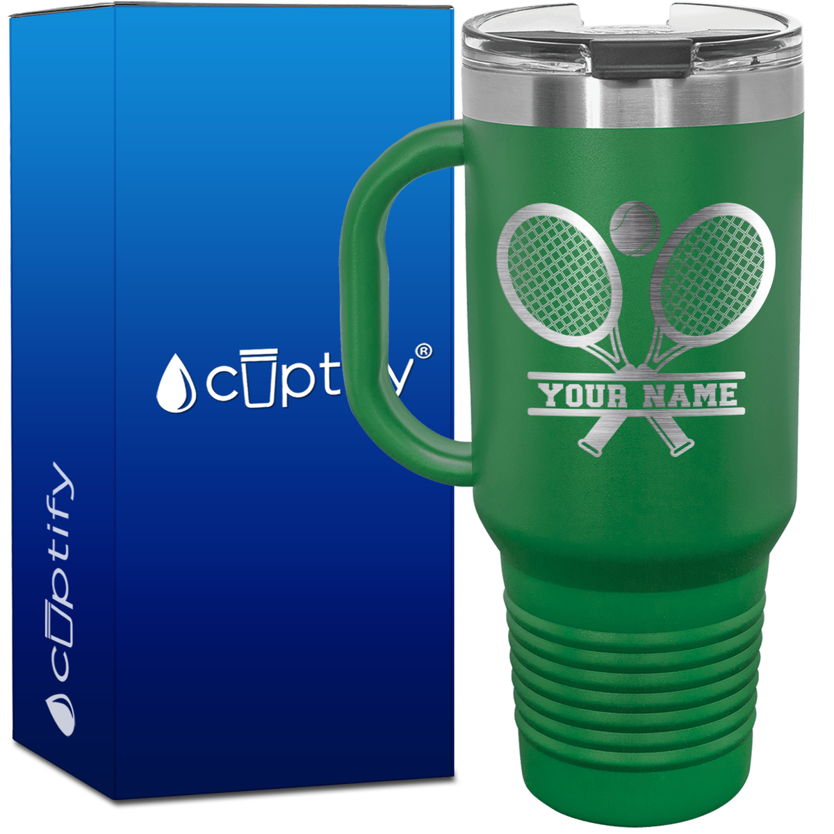 Personalized Tennis Rackets 40oz Travel Mug