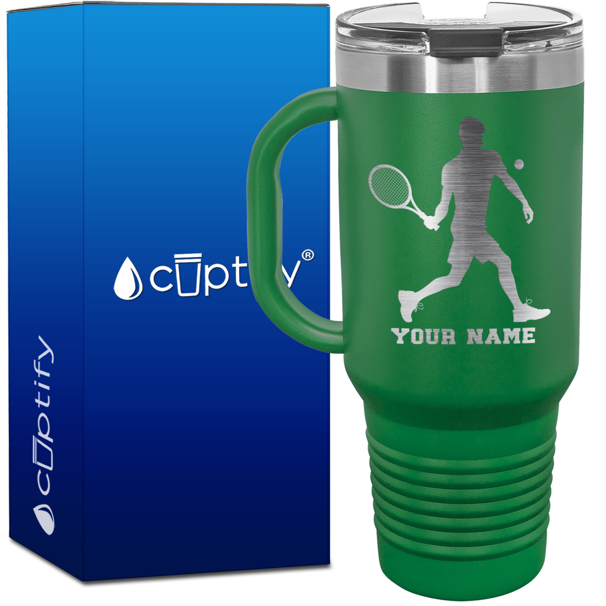 Personalized Tennis Player Silhouette 40oz Travel Mug