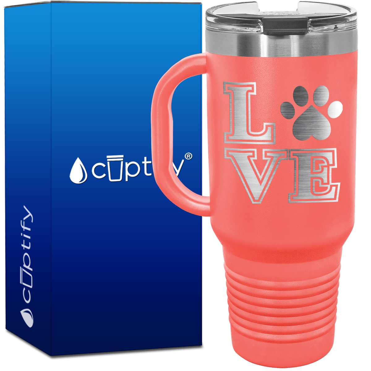Love Dogs Paw Print 40oz Travel Mug