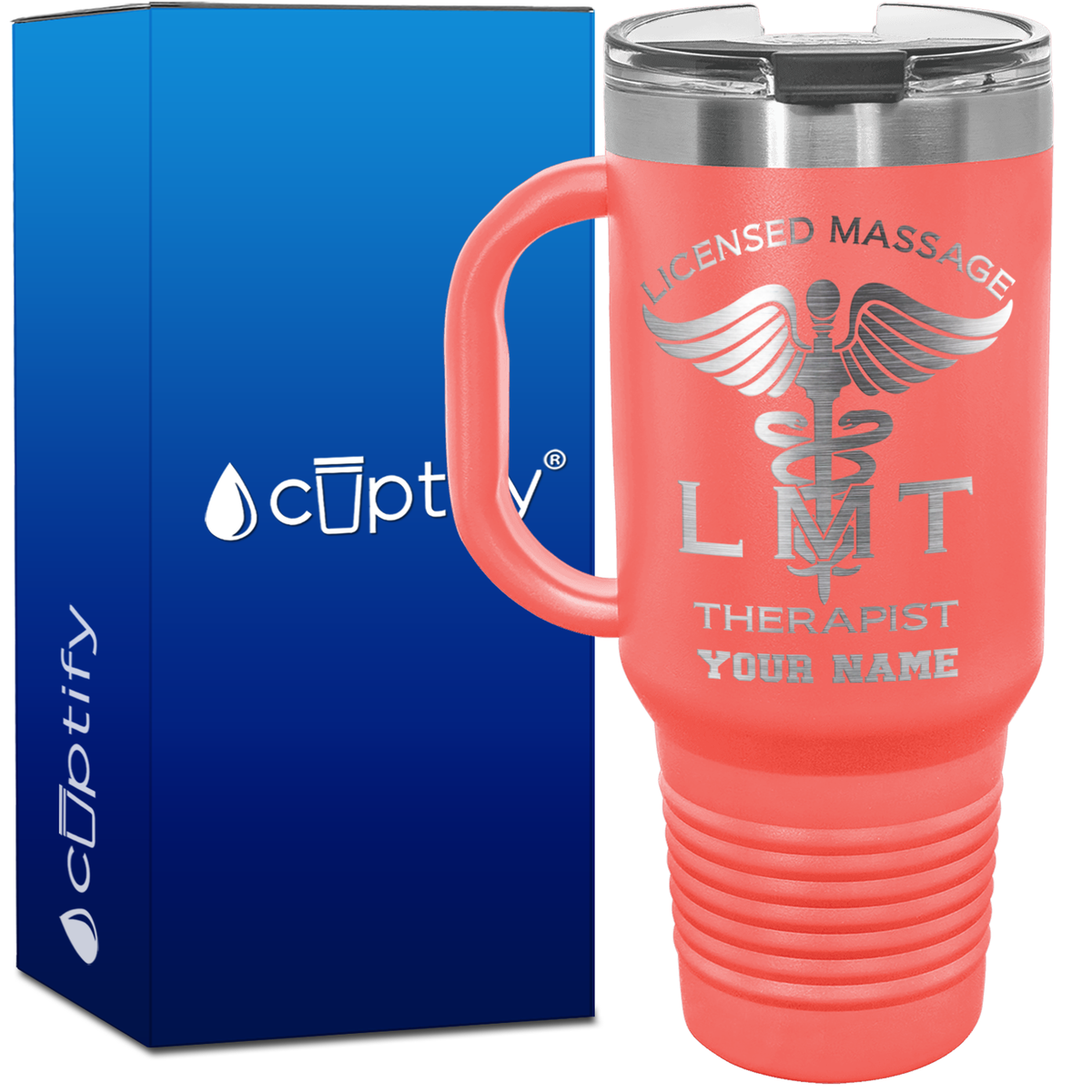 Personalized LMT Licensed Massage Therapist 40oz Medical Travel Mug