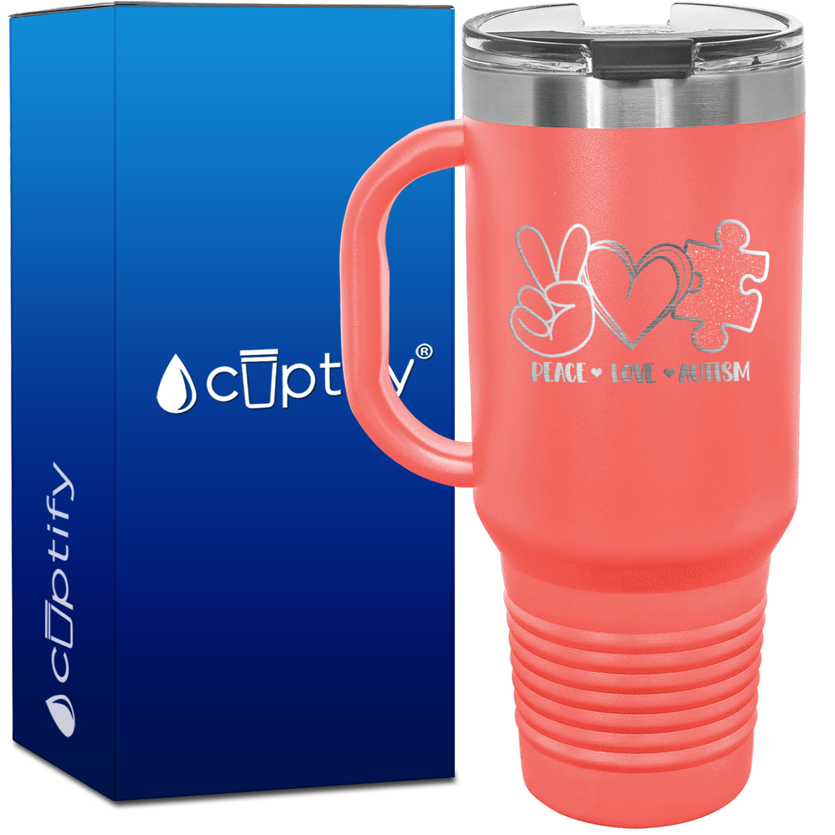 Peace Love Autism 40oz Autism Travel Mug