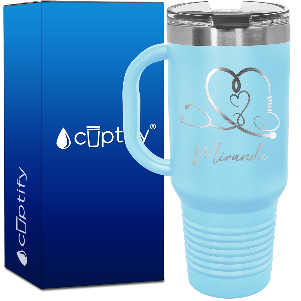 Personalized CMA Stethoscope Heart 40oz CMA Travel Mug