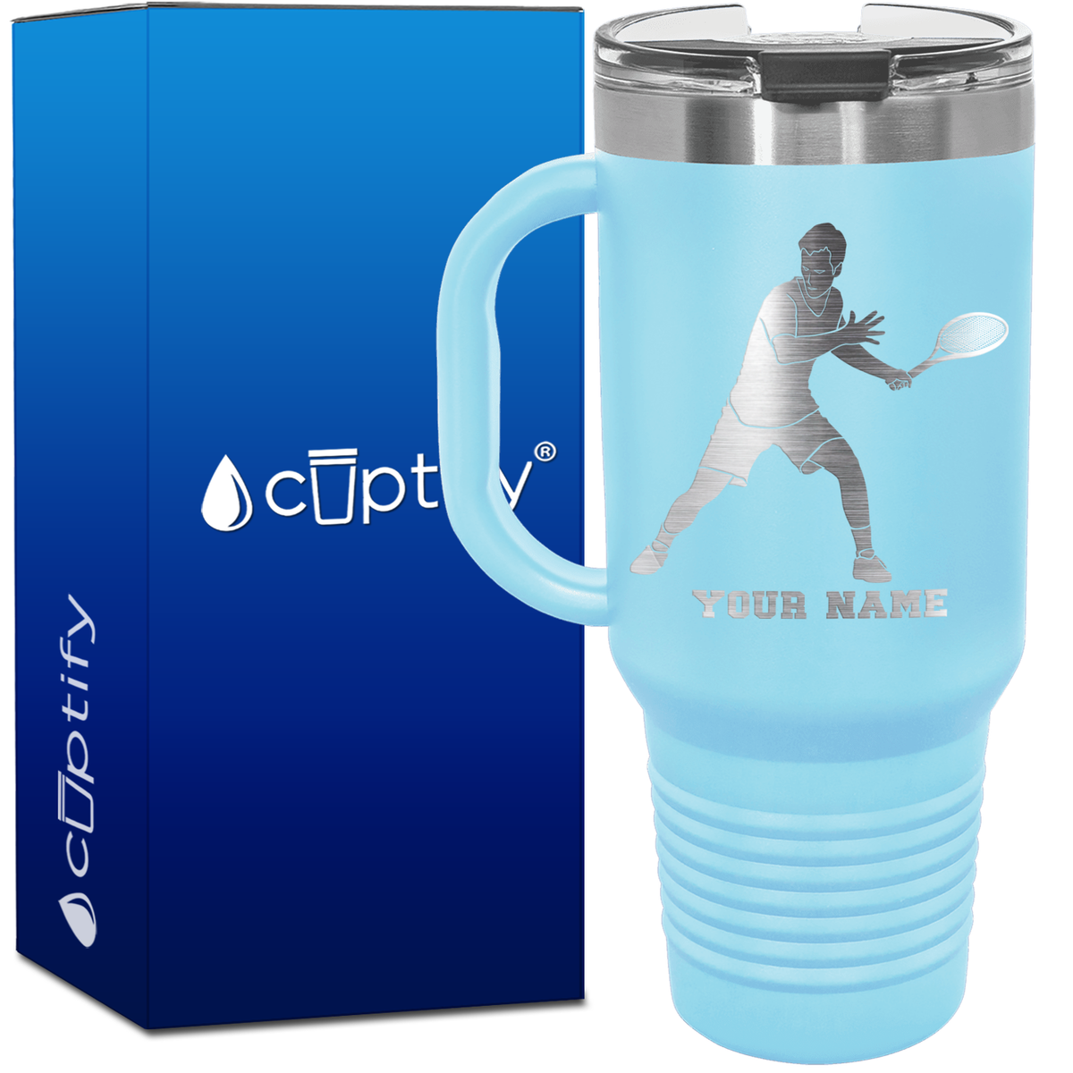 Personalized Male Tennis Player 40oz Travel Mug