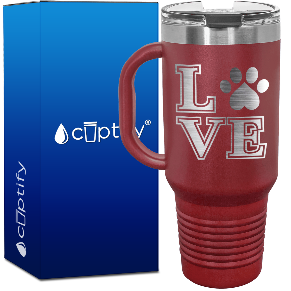 Love Dogs Paw Print 40oz Travel Mug