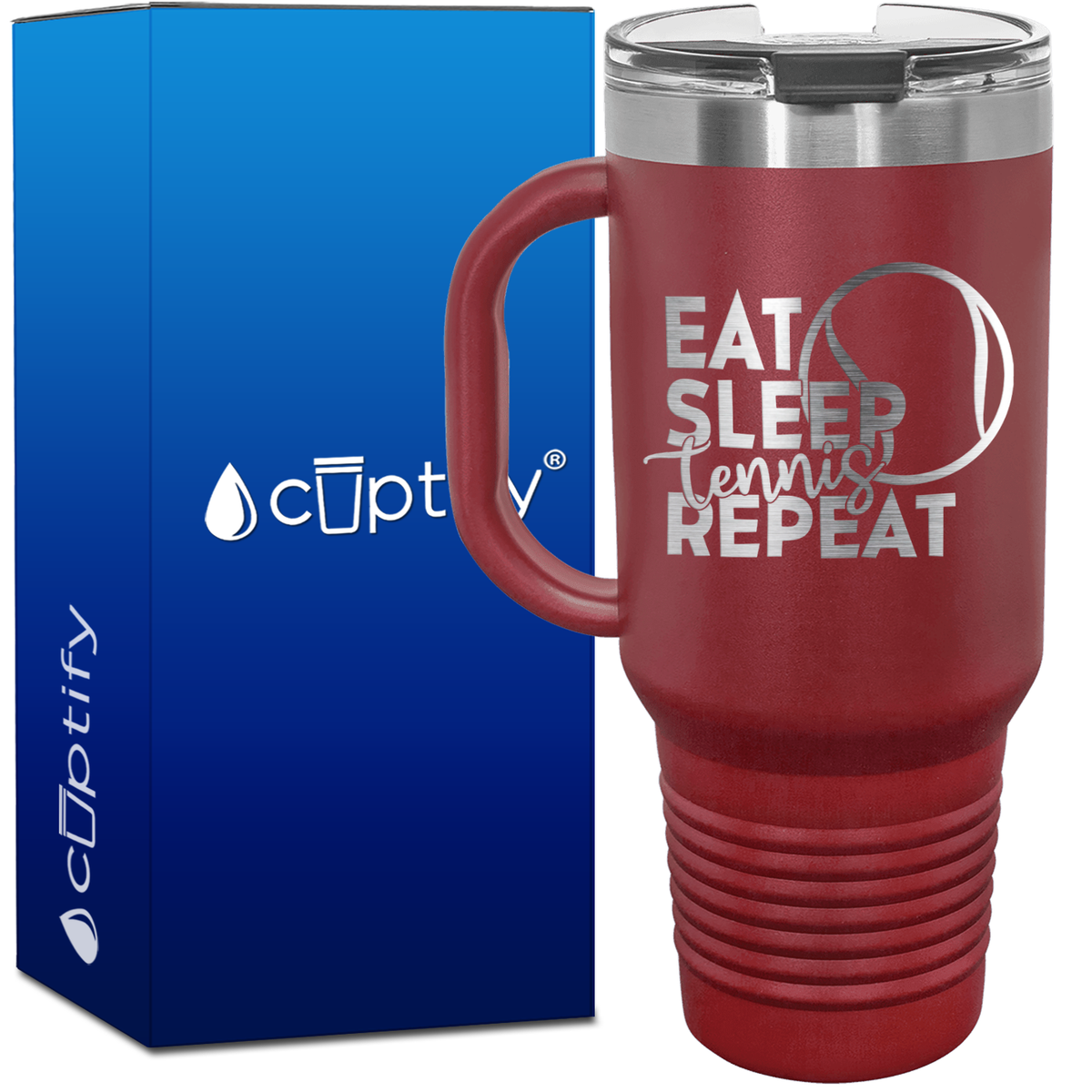 Eat Sleep Tennis Repeat 40oz Tennis Travel Mug