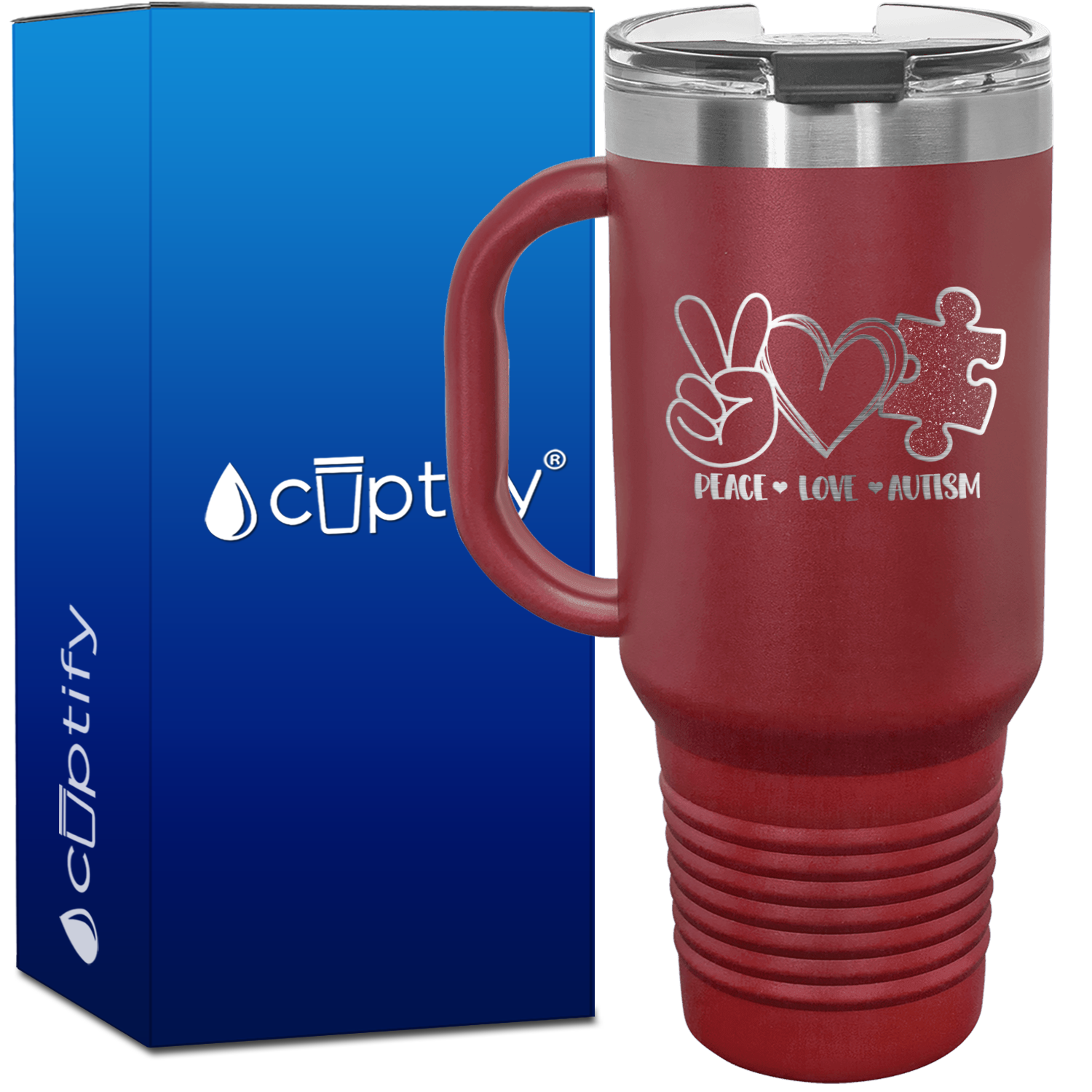 Peace Love Autism 40oz Autism Travel Mug