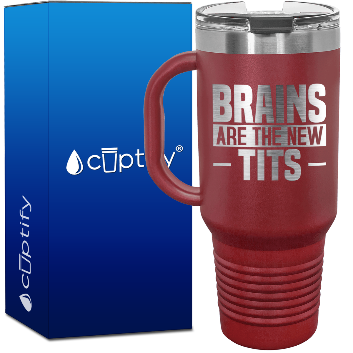 Brains are the New Tits 40oz Funny Travel Mug