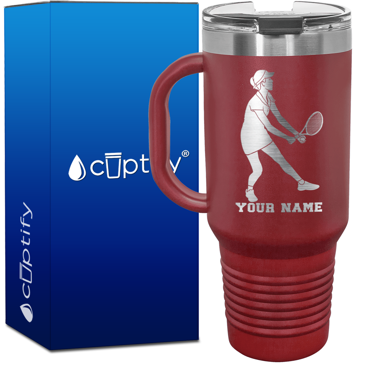 Personalized Female Tennis Player 40oz Travel Mug