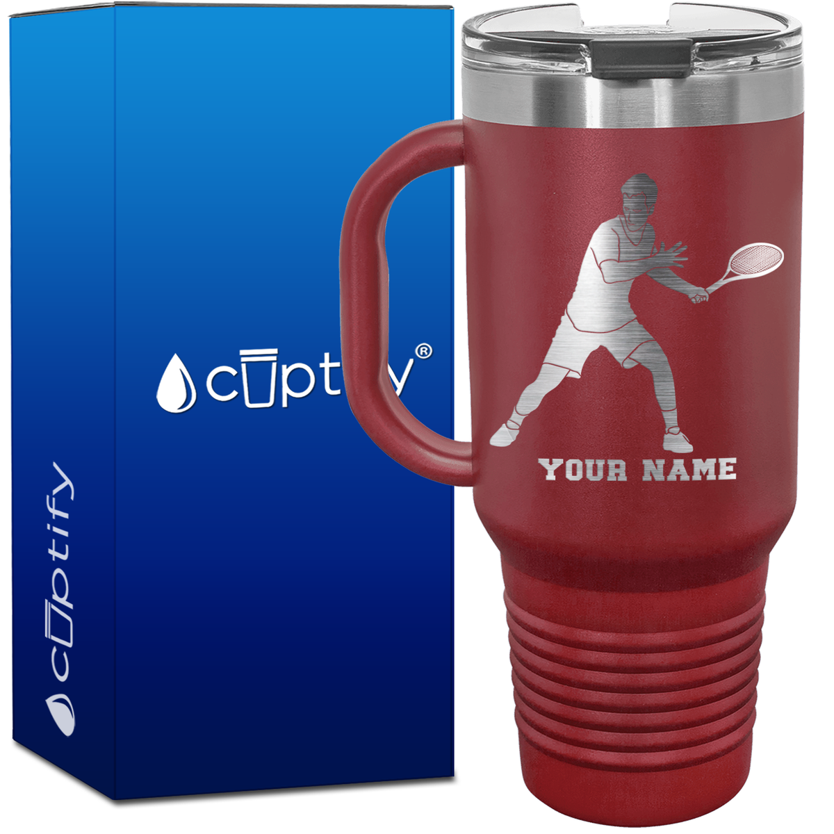 Personalized Male Tennis Player 40oz Travel Mug