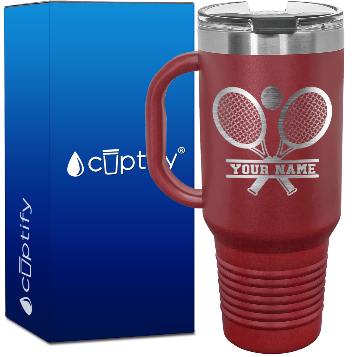 Personalized Tennis Rackets 40oz Travel Mug