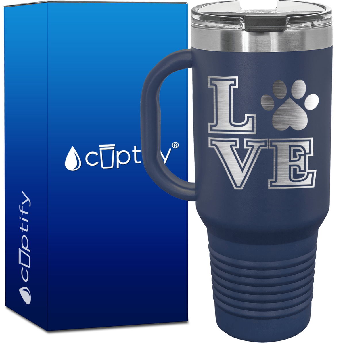Love Dogs Paw Print 40oz Travel Mug