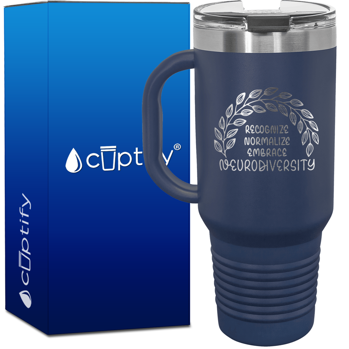 Recognize Normalize Embrace Neurodiversity 40oz Autism Travel Mug
