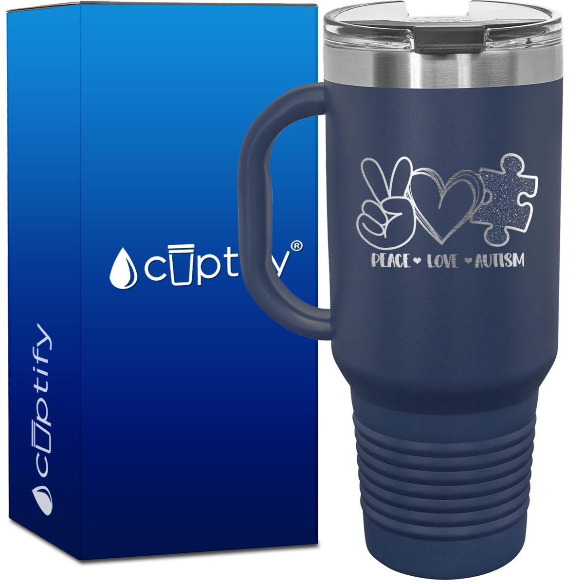 Peace Love Autism 40oz Autism Travel Mug