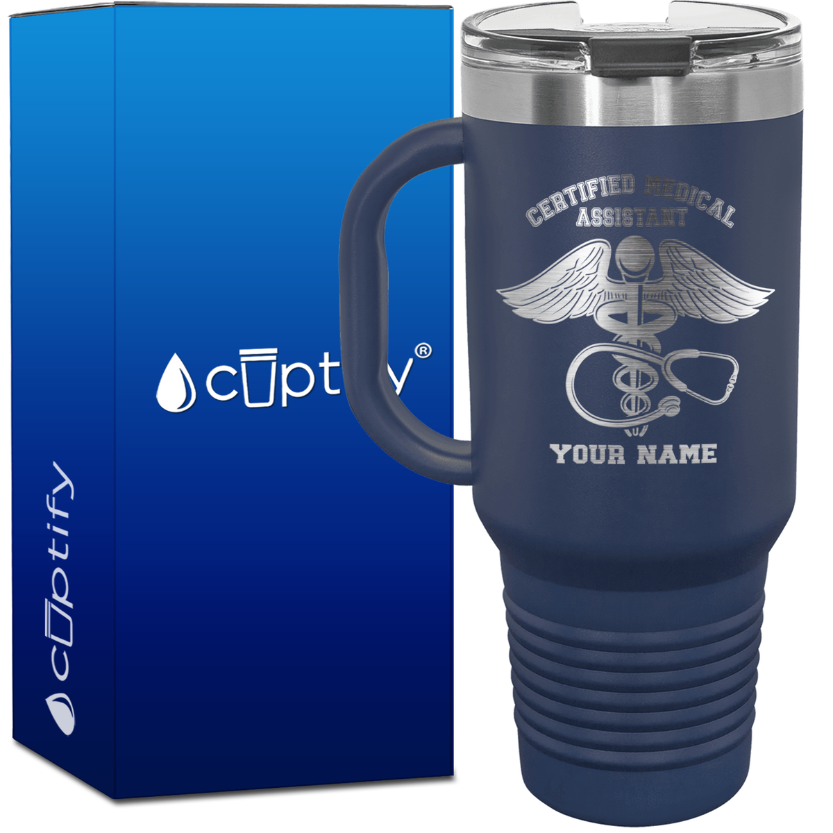 Personalized Certified Medical Assistant Caduceus 40oz CMA Travel Mug
