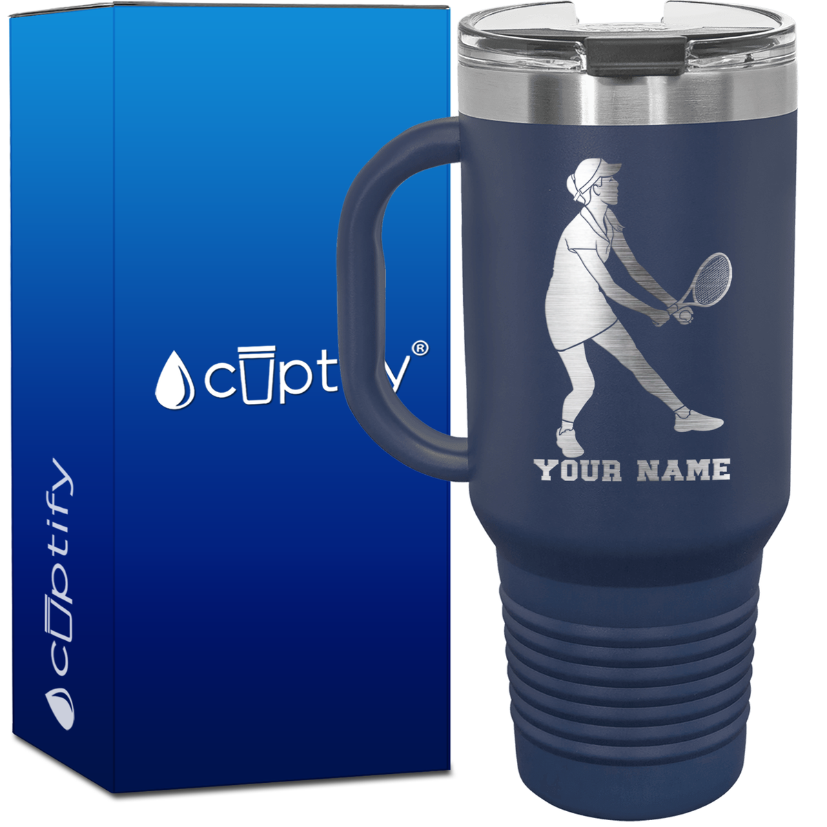 Personalized Female Tennis Player 40oz Travel Mug