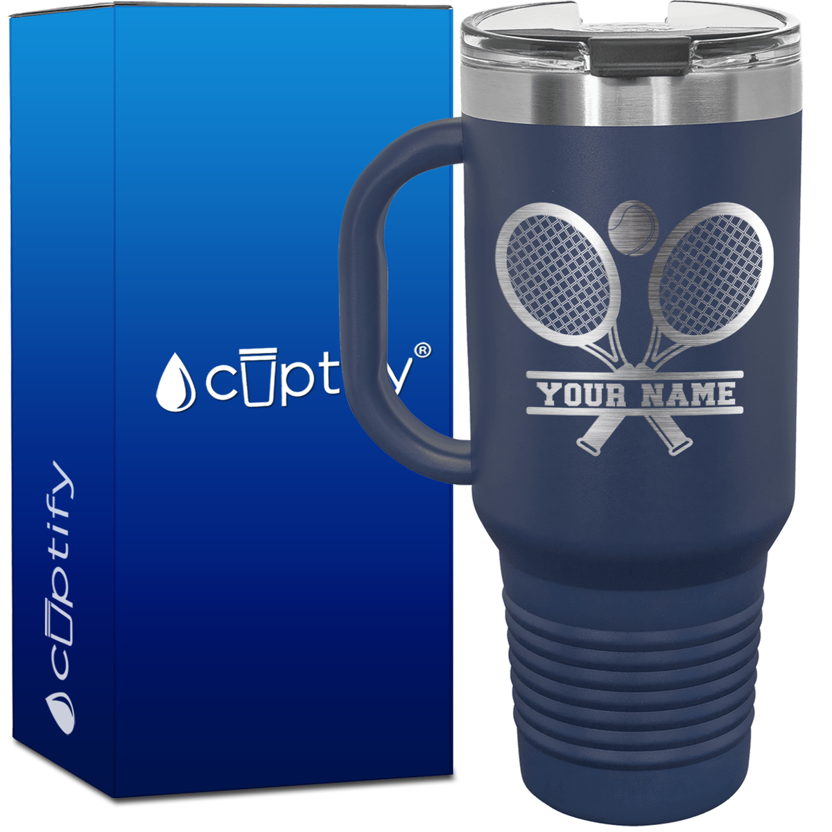Personalized Tennis Rackets 40oz Travel Mug