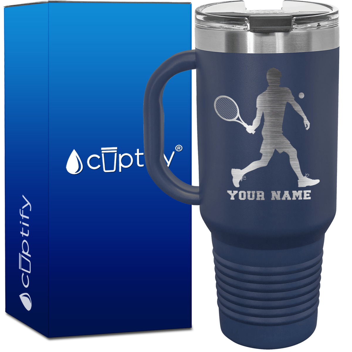 Personalized Tennis Player Silhouette 40oz Travel Mug