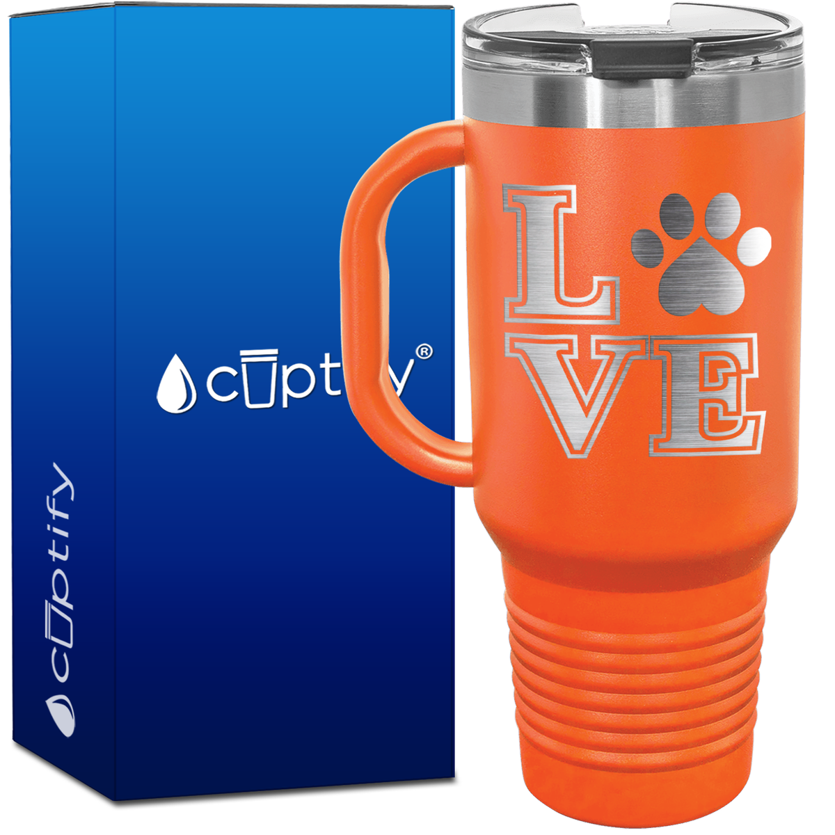 Love Dogs Paw Print 40oz Travel Mug