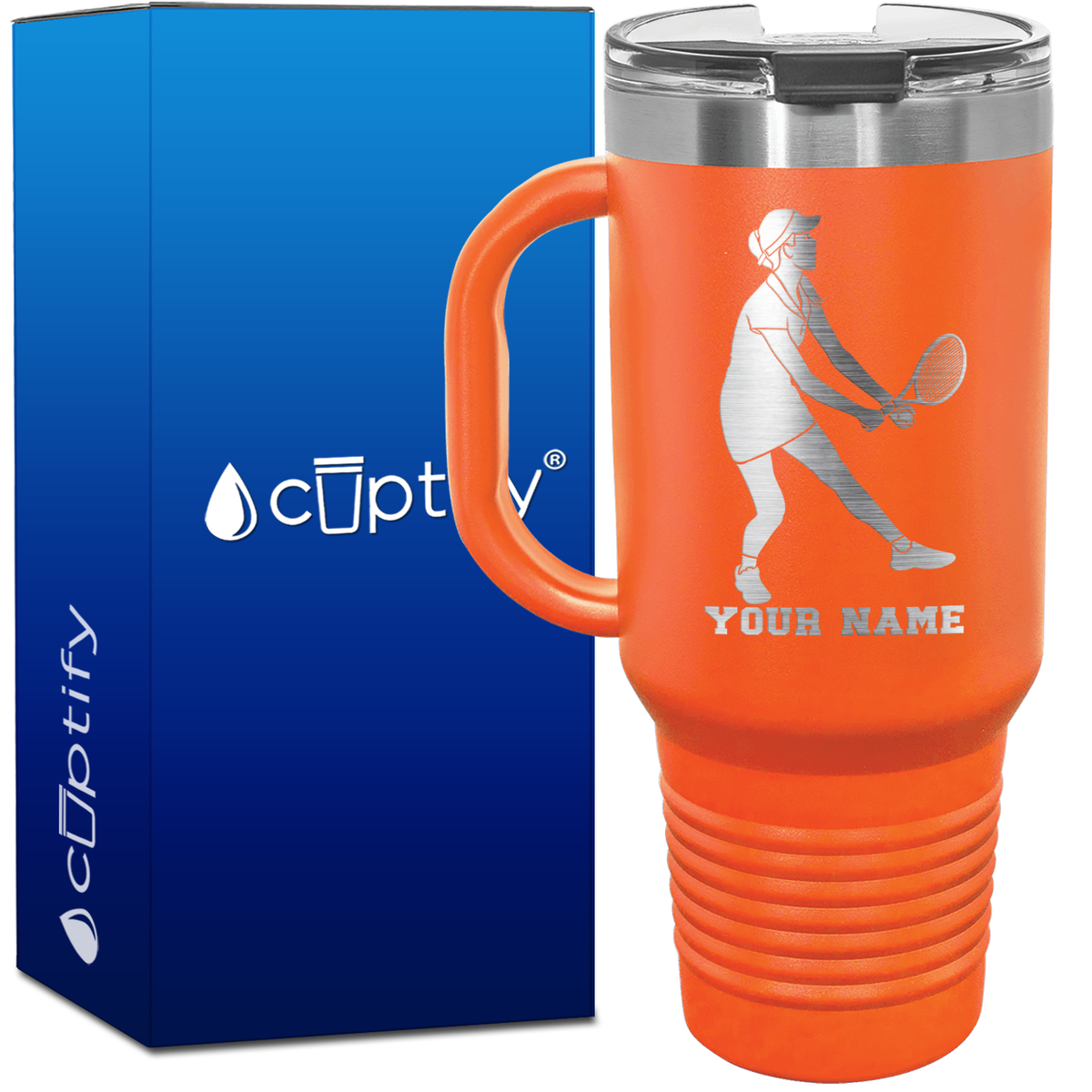 Personalized Female Tennis Player 40oz Travel Mug