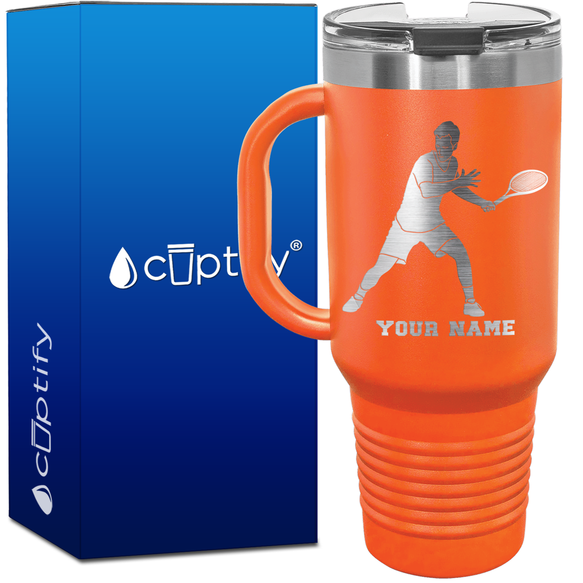 Personalized Male Tennis Player 40oz Travel Mug