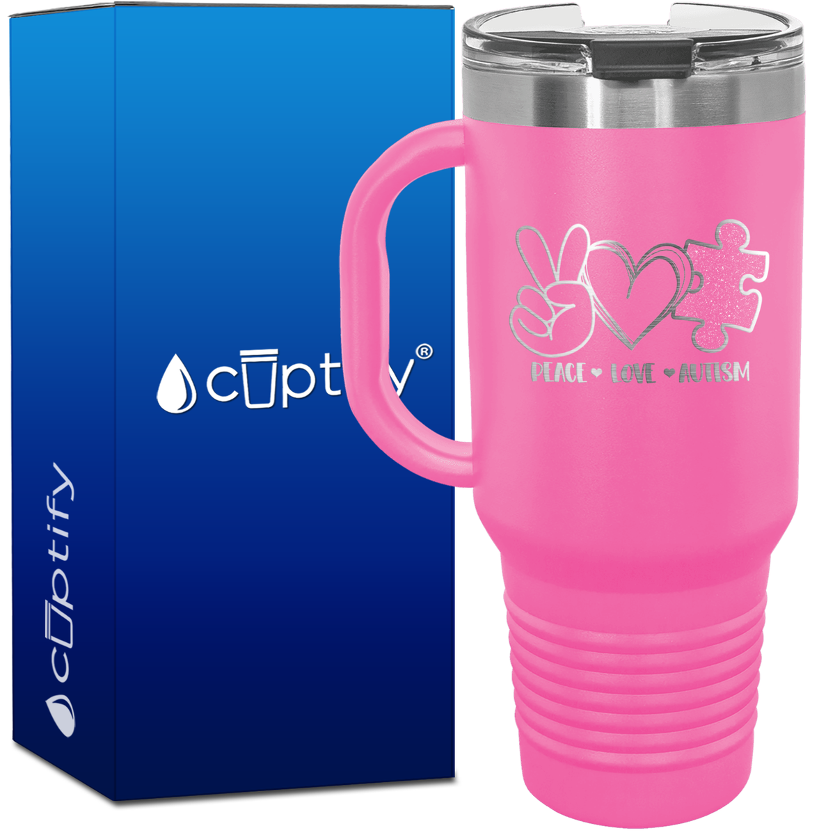 Peace Love Autism 40oz Autism Travel Mug