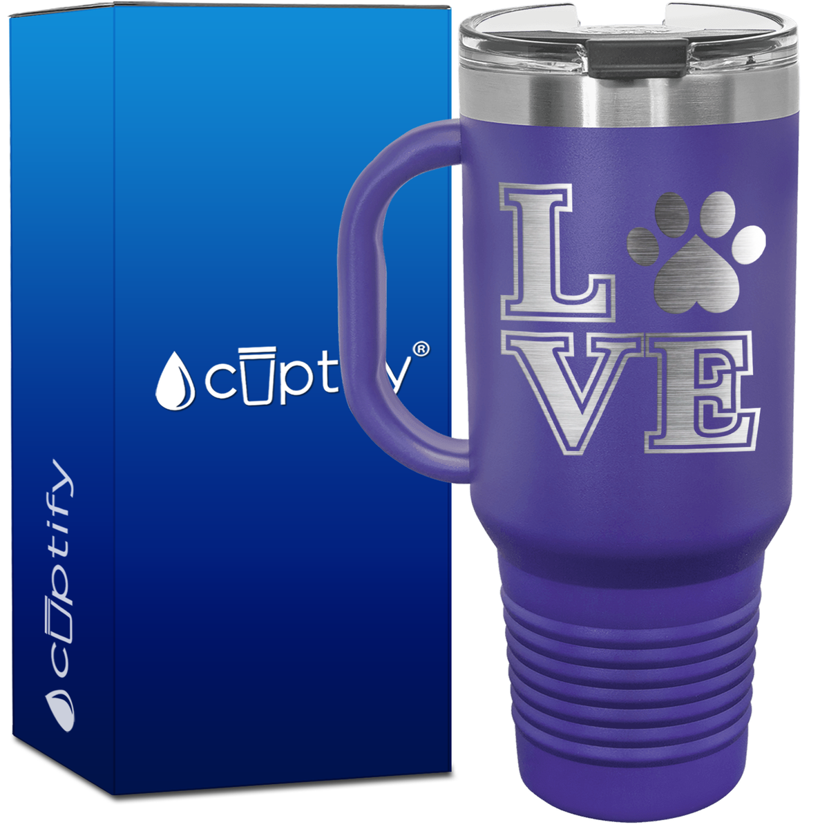 Love Dogs Paw Print 40oz Travel Mug
